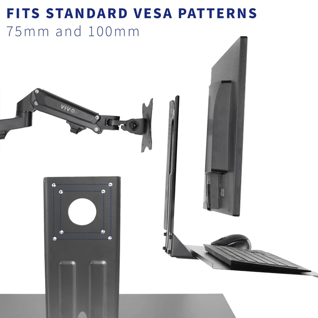 Alt view image 5 of 7 - Black VESA Mounted 26 x 8 in Keyboard Tray, MOUNT-KB03 | Computer Keyboard and Mouse Platform, VESA Keyboard Mount Attachment for Monitor Stands, Typing Comfort, Space Saving