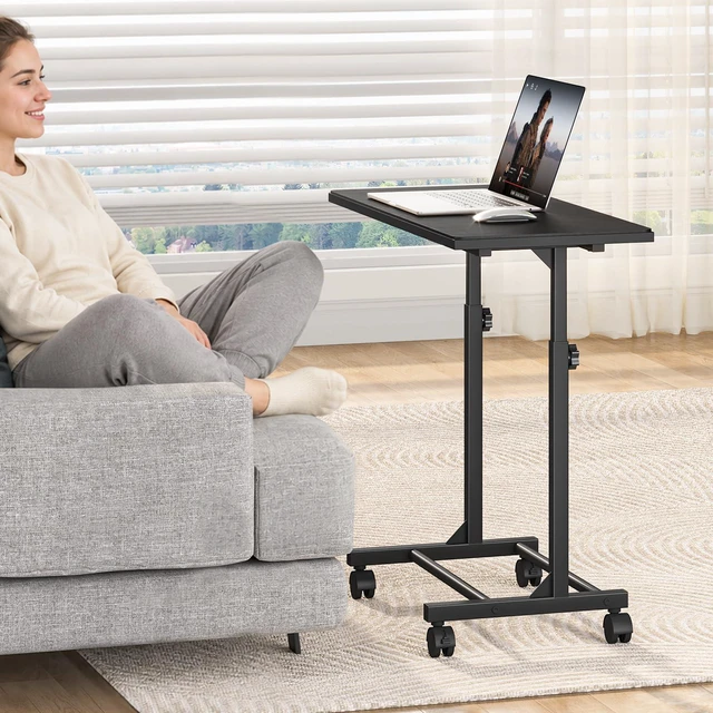 Alt view image 2 of 7 - Mobile Keyboard Tray with Mouse Pad, Adjustable Keyboard Stand | 5-Level Height Adjustment 21.6"-31.1", Keyboard Rolling Under-Desk Extender with Lockable Casters for Home Office