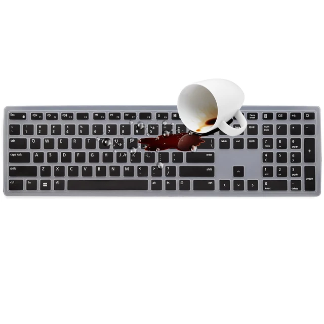 Alt view image 6 of 6 - Keyboard Cover for Dell Pro KM5221W KM7321W & Pro KB500 Keyboard, Dell Pro KM5221W Desktop Keyboard Cover Protector-Black