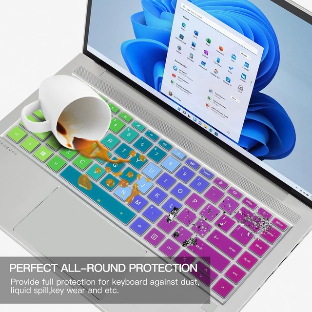 Alt view image 6 of 7 - Colorful Keyboard Cover for HP Probook 440 445 G8 G9 G10 14 inch 2023 2022, HP Probook 640 G7 G8 14" Notebook Protector Skin(Not Fit Probook 440 445 G5 G6 G7 G11) -Rainbow