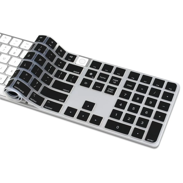 Alt view image 4 of 7 - Ultra Thin Silicone Keyboard Cover Skin for 2023-2021 Magic Keyboard with Touch ID and Numeric Keypad Model-A2520 U.S Enter Protector (3 Keys ON The Left of The Space BAR) (Black)