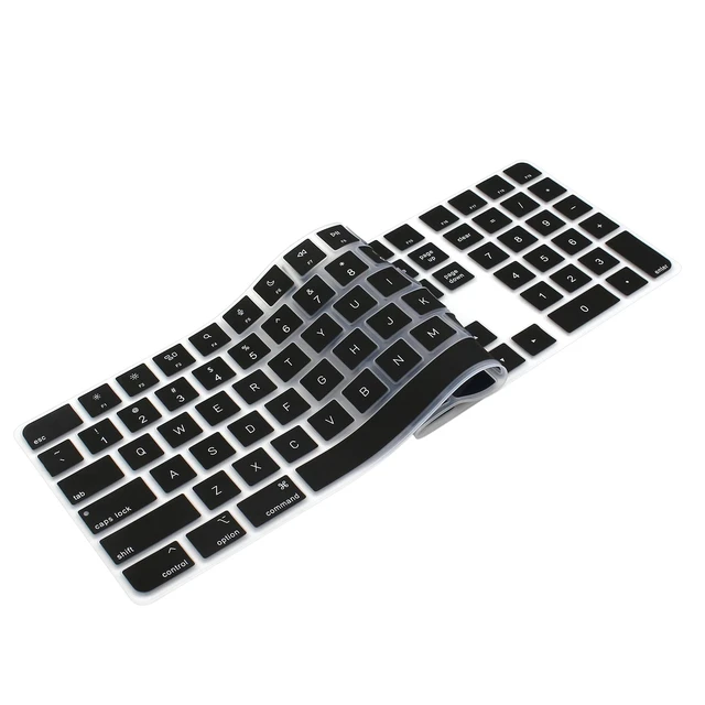 Alt view image 7 of 7 - Ultra Thin Silicone Keyboard Cover Skin for 2023-2021 Magic Keyboard with Touch ID and Numeric Keypad Model-A2520 U.S Enter Protector (3 Keys ON The Left of The Space BAR) (Black)