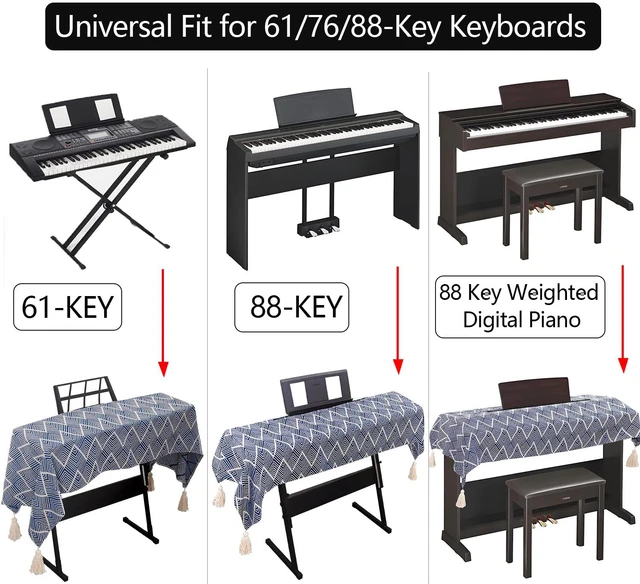 Alt view image 2 of 7 - Waterproof Keyboard Cover - Soft Thick & Durable - Geometric Pattern - Universal Fit for 61/76/88-Key Digital Piano Keyboards - Stylish Home/Studio Protector, Adjustable Side Zippers