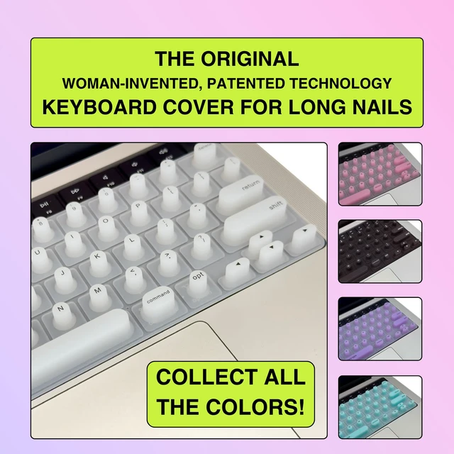 Alt view image 5 of 7 - Raised Laptop Keyboard Cover for Long Nails (Milky White) | Made to Fit MacBook Neo, Pro 13/15" (2016+), Pro 14/16" (2021+), Air 13" (2020+), Air 15" (2023+), 13" iPad & Magic Keyboard