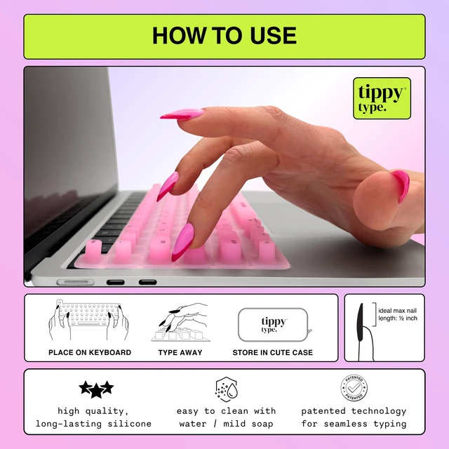Alt view image 7 of 7 - Raised Laptop Keyboard Cover for Long Nails (Milky White) | Made to Fit MacBook Neo, Pro 13/15" (2016+), Pro 14/16" (2021+), Air 13" (2020+), Air 15" (2023+), 13" iPad & Magic Keyboard