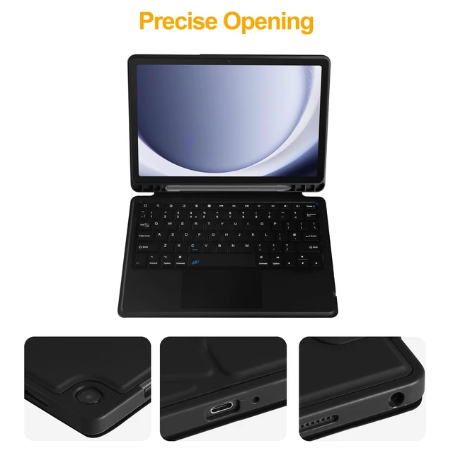Alt view image 3 of 7 - Keyboard Case Compatible with Samsung Galaxy Tab A11+ Plus/A9+ Plus with Trackpad,Magnetic Detachable Keyboard Cover with Pen Holder for Tab A11+/A11 Plus-Black