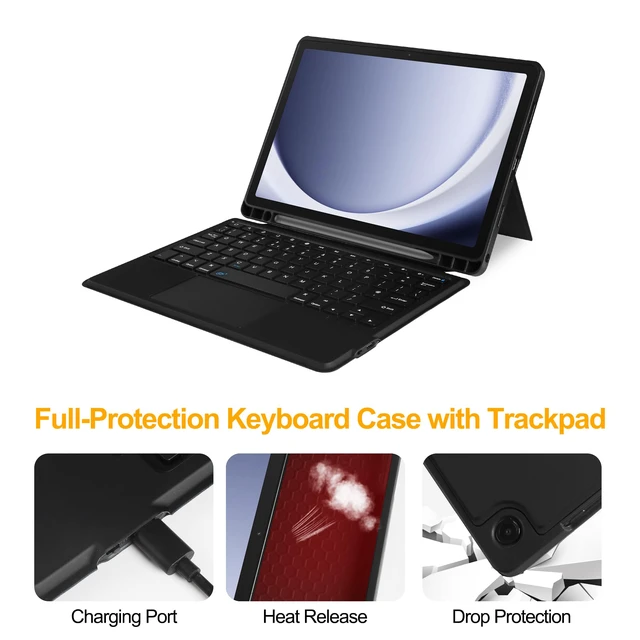 Alt view image 5 of 7 - Keyboard Case Compatible with Samsung Galaxy Tab A11+ Plus/A9+ Plus with Trackpad,Magnetic Detachable Keyboard Cover with Pen Holder for Tab A11+/A11 Plus-Black
