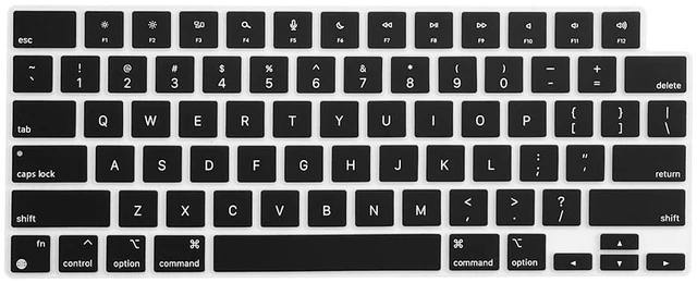 Main image of Keyboard Cover Skin for MacBook Air 13/15 Inch M5 M4, Black | US Enter, Ultra Thin (0.26 mm), Silicone Protective Skin, Easy to Apply, Washable & Reusable, Dust-proof, Precision Molded