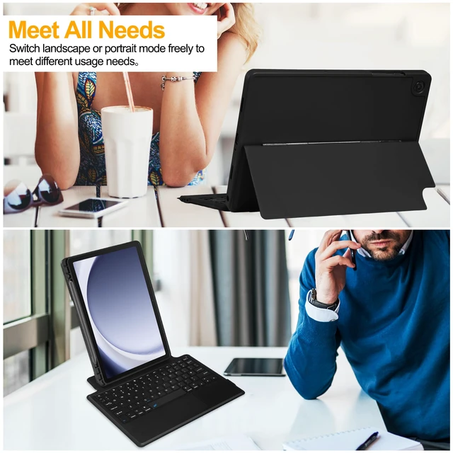 Alt view image 6 of 7 - Keyboard Case Compatible with Samsung Galaxy Tab A11+ Plus/A9+ Plus with Trackpad,Magnetic Detachable Keyboard Cover with Pen Holder for Tab A11+/A11 Plus-Black