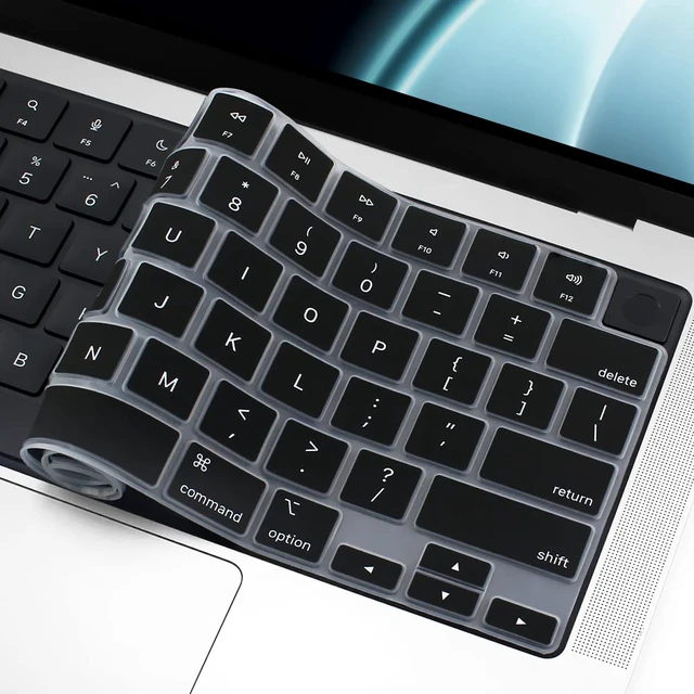 Alt view image 5 of 7 - Keyboard Cover Skin for MacBook Air 13/15 Inch M5 M4, Black | US Enter, Ultra Thin (0.26 mm), Silicone Protective Skin, Easy to Apply, Washable & Reusable, Dust-proof, Precision Molded