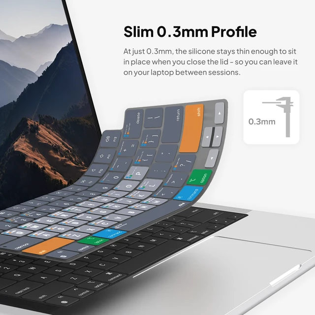 Alt view image 3 of 7 - MacOS Shortcut Guide Keyboard Cover for MacBook Pro/Air/Neo | Ultra-thin, Color-Coded Hotkeys, Washable, US Layout; Fits MacBook Pro 14 & 16 inch M1-M5, Air 13 & 15 inch M2-M5 & Neo