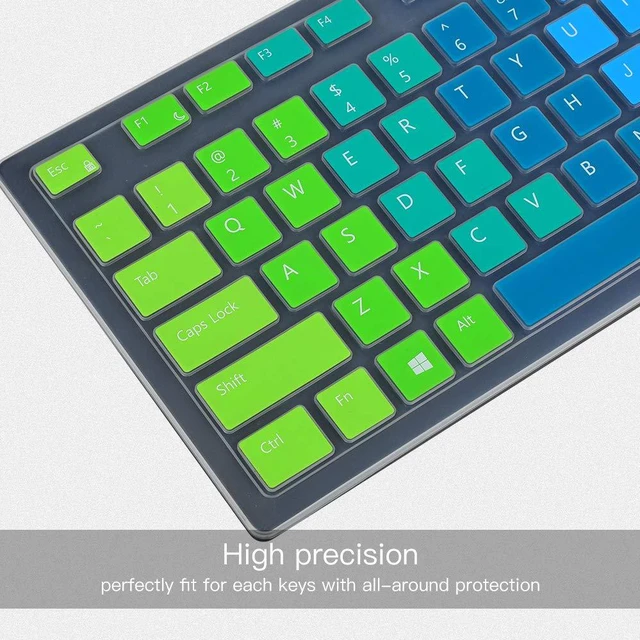 Alt view image 3 of 7 - Colorful Keyboard Cover for Dell KM636 Wireless Keyboard & Dell KB216 Wired/Dell Optiplex 5250 3050 3240 5460 7450 7050/Dell Inspiron AIO 3475/3670/3477 All-in One Desktop Keyboard Skin, Rainbow