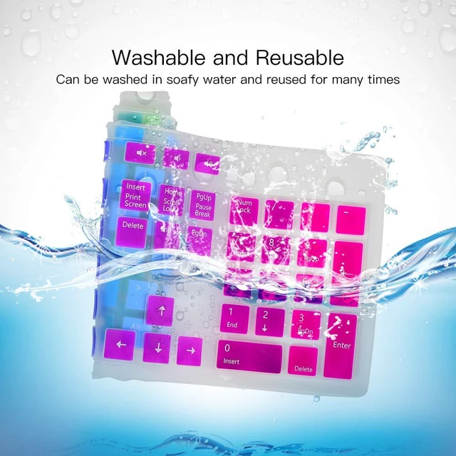 Alt view image 7 of 7 - Colorful Keyboard Cover for Dell KM636 Wireless Keyboard & Dell KB216 Wired/Dell Optiplex 5250 3050 3240 5460 7450 7050/Dell Inspiron AIO 3475/3670/3477 All-in One Desktop Keyboard Skin, Rainbow