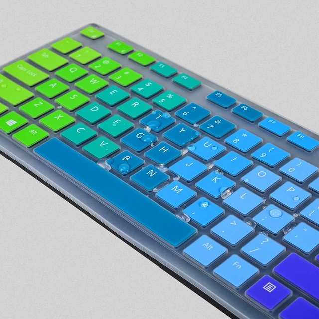 Alt view image 4 of 7 - Colorful Keyboard Cover for Dell KM636 Wireless Keyboard & Dell KB216 Wired/Dell Optiplex 5250 3050 3240 5460 7450 7050/Dell Inspiron AIO 3475/3670/3477 All-in One Desktop Keyboard Skin, Rainbow
