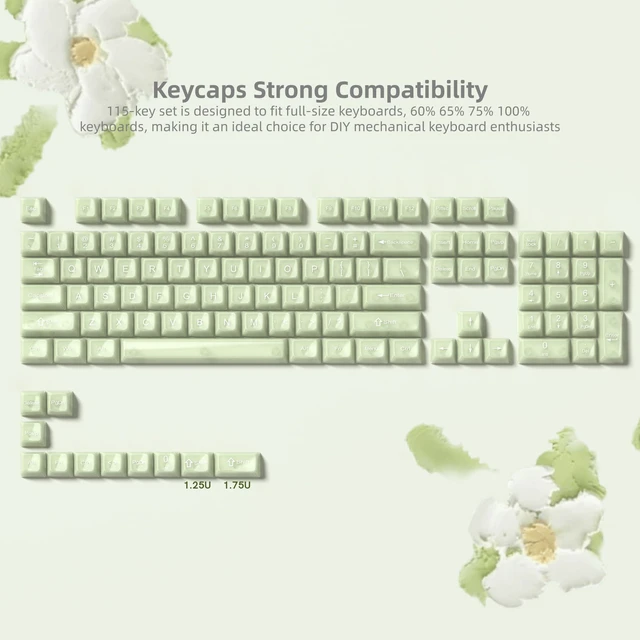 Alt view image 4 of 7 - Keyboard Keycaps Jelly,Ceramic Keycaps Style Clear Green Keycap | Matcha Green Shine Through Custom 60 65 75 100 Percent for Cherry MX, Outemu, Gateron Mechanical Keyboards (MDA Profile)