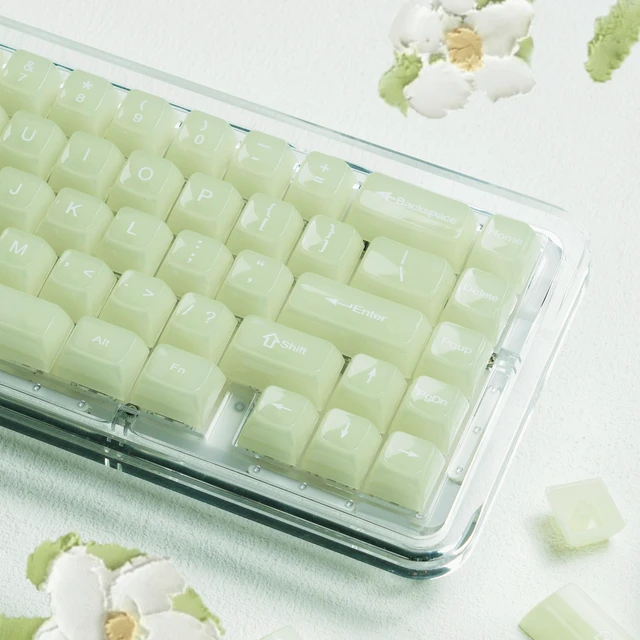 Alt view image 7 of 7 - Keyboard Keycaps Jelly,Ceramic Keycaps Style Clear Green Keycap | Matcha Green Shine Through Custom 60 65 75 100 Percent for Cherry MX, Outemu, Gateron Mechanical Keyboards (MDA Profile)