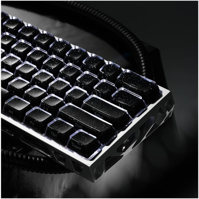 Main image of XVX Starry Side-Printed Translucent Black Crystal MDA Profile Keycap Set (Sparkle Finish), 122-Keys Double Shot PC+ABS for MX Switches & ANSI Layout Mechanical Keyboards-Black