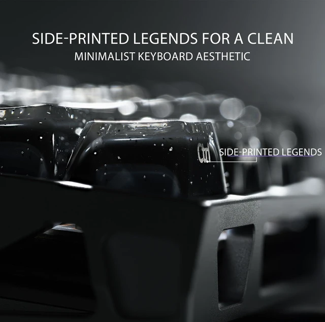 Alt view image 2 of 5 - XVX Starry Side-Printed Translucent Black Crystal MDA Profile Keycap Set (Sparkle Finish), 122-Keys Double Shot PC+ABS for MX Switches & ANSI Layout Mechanical Keyboards-Black