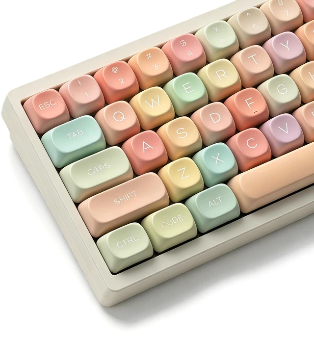 Main image of PBT Keyboard keycaps,Colorful MOA keycaps,Candy | Dye Sublimation custom Key caps,Cute keycaps for Cherry Gateron MX Switches Mechanical Keyboards,134keys