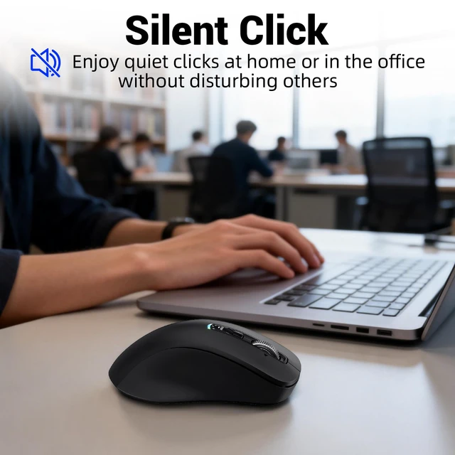 Alt view image 5 of 7 - L511 Wireless Bluetooth Mouse, Multi-Device Programmable Mouse. | 2.4G USB + 2 Bluetooth, Silent, 4 Way Scrolling, Full Size Design for Computer, Laptop, MacBook, iPad.
