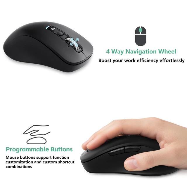 Alt view image 2 of 7 - L511 Wireless Bluetooth Mouse, Multi-Device Programmable Mouse. | 2.4G USB + 2 Bluetooth, Silent, 4 Way Scrolling, Full Size Design for Computer, Laptop, MacBook, iPad.