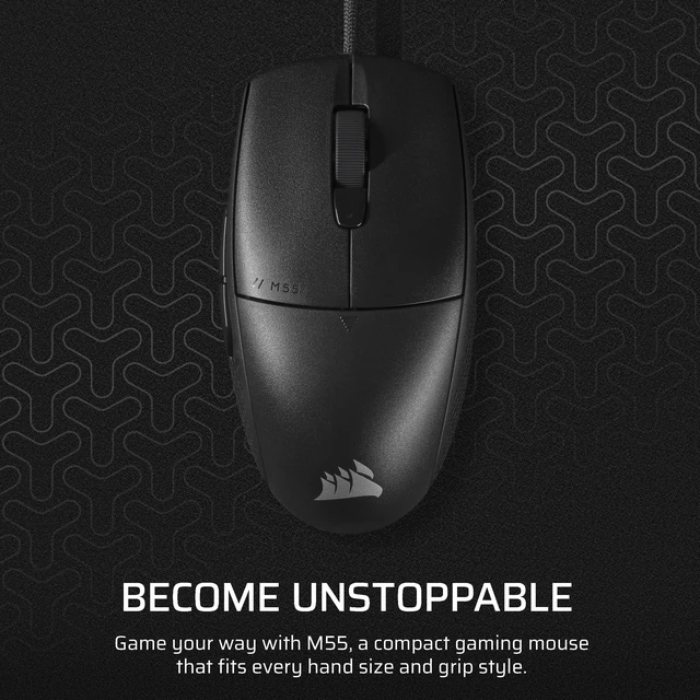 Alt view image 2 of 7 - M55 Wired Lightweight FPS Gaming Mouse 16,000 DPI Six Programmable Buttons Textured Side Grips Black