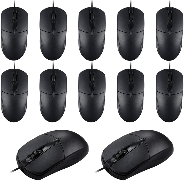 Main image of 12 Pack Wired USB Silent Computer Mouse Bulk, 3 Button 1000 DPI Corded Mice for Laptop Desktop Home Office School Lab PC Gaming