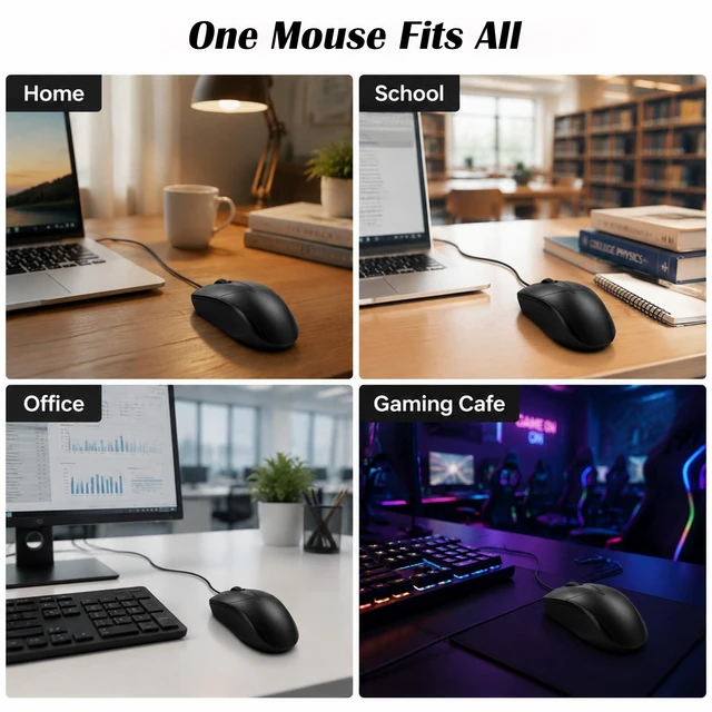 Alt view image 7 of 7 - 12 Pack Wired USB Silent Computer Mouse Bulk, 3 Button 1000 DPI Corded Mice for Laptop Desktop Home Office School Lab PC Gaming