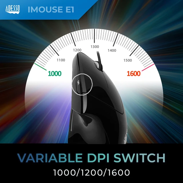 Alt view image 6 of 7 - Wired Vertical Ergonomic Illuminated Optical USB Mouse, Black | 6-Button, Right Hand Orientation