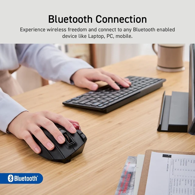 Alt view image 4 of 7 - EX-G Pro Trackball Mouse Wireless, Ergonomic, Thumb Control | 3 Device Connection, Wired (USB), Bluetooth, Compatible for PC, Laptop, Mac, Windows, macOS, M-XPT1MRXBK