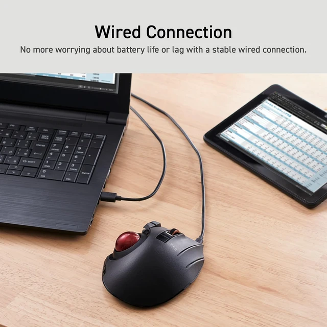 Alt view image 6 of 7 - EX-G Pro Trackball Mouse Wireless, Ergonomic, Thumb Control | 3 Device Connection, Wired (USB), Bluetooth, Compatible for PC, Laptop, Mac, Windows, macOS, M-XPT1MRXBK