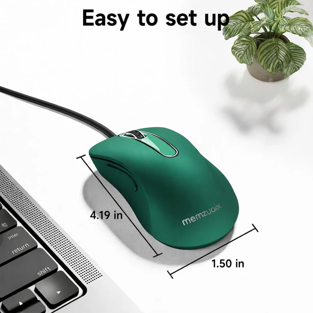 Alt view image 6 of 7 - Wired Mouse, USB Computer Mouse 1400 DPI Mobile Optical Mouse Ergonomic Design Computer Mice with 5FT Cord for Laptop, PC, Desktop, MacBook, 5 Buttons (Dark Green)