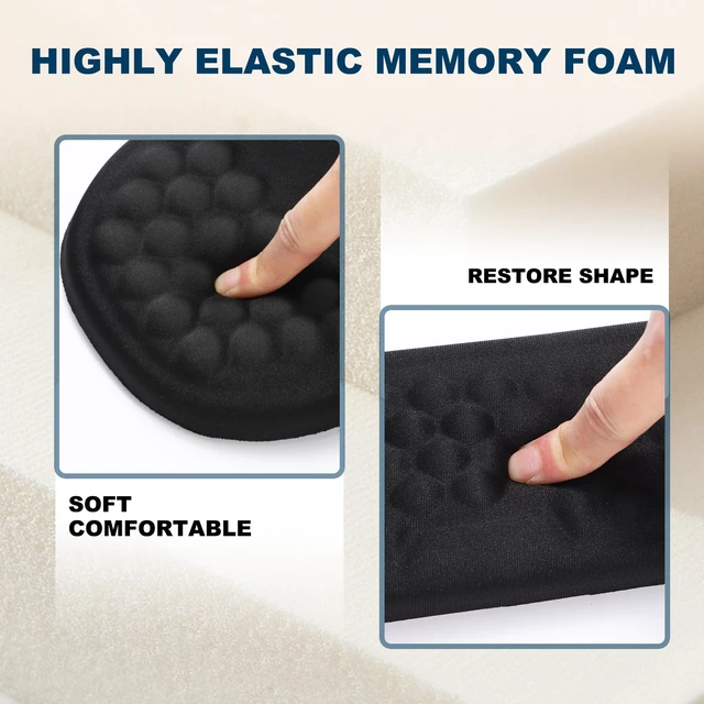 Alt view image 4 of 6 - Ergonomic Mouse Pad and Keyboard Wrist Rest with Massage Design, Space-Saving Mouse Pad Wrist Support, Memory Foam Wrist Rest with Non-Slip PU Base for Computer Desk, Black