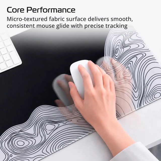 Alt view image 3 of 7 - Large Black and White Gaming Mouse Pad, Waterproof Desk Mat for Keyboard and Mouse, Stitched Edge Mousepad with Non-Slip Rubber Base, 31.5x11.8 inch Desk Pad for Home and Office