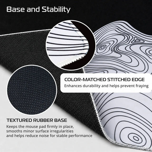 Alt view image 4 of 7 - Large Black and White Gaming Mouse Pad, Waterproof Desk Mat for Keyboard and Mouse, Stitched Edge Mousepad with Non-Slip Rubber Base, 31.5x11.8 inch Desk Pad for Home and Office
