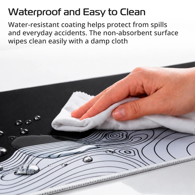 Alt view image 6 of 7 - Large Black and White Gaming Mouse Pad, Waterproof Desk Mat for Keyboard and Mouse, Stitched Edge Mousepad with Non-Slip Rubber Base, 31.5x11.8 inch Desk Pad for Home and Office