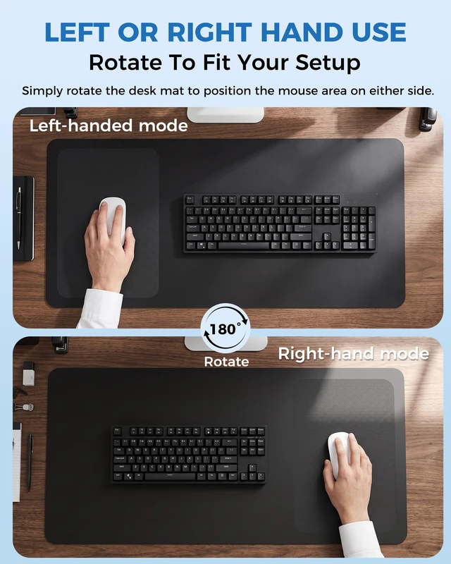 Alt view image 3 of 7 - Silicone Desk Mat Mouse Pad, 31.5" x 15.7", Black | Dedicated Textured Mouse Area, Waterproof, Heat-Resistant, Non-Slip Silicone, Washable