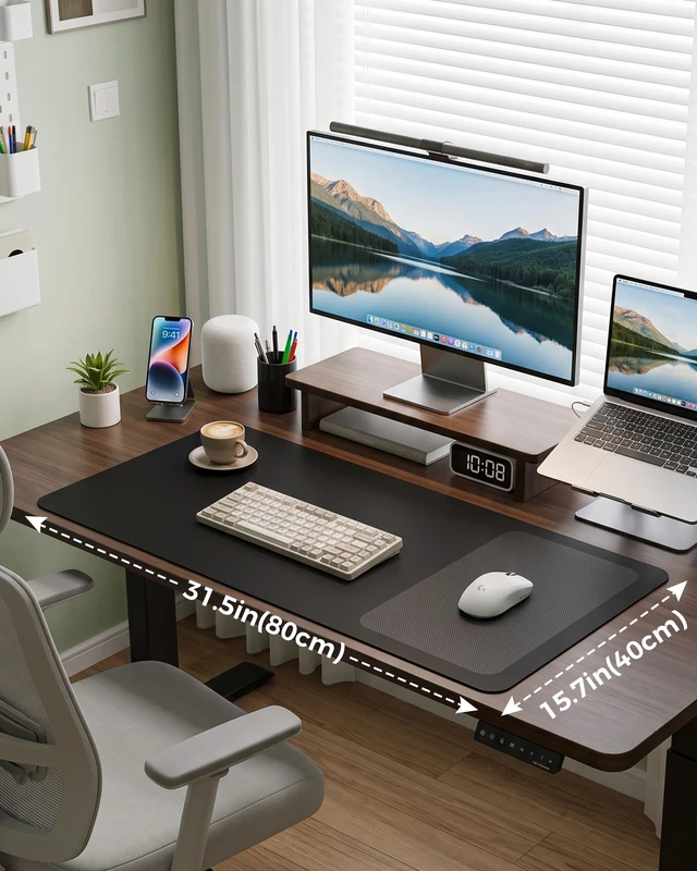 Alt view image 4 of 7 - Silicone Desk Mat Mouse Pad, 31.5" x 15.7", Black | Dedicated Textured Mouse Area, Waterproof, Heat-Resistant, Non-Slip Silicone, Washable