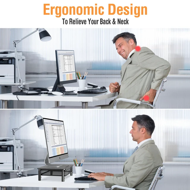 Alt view image 5 of 7 - 2 Pack Monitor Stand Riser with Metal Drawer, 3 Height Adjustable | with Larger Storage Space for Home and Office Supplies, Metal Desktop Stand for Laptop Computer Printer PC iMac