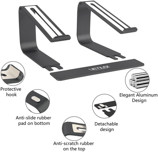 Alt view image 3 of 7 - Laptop Stand for Desk, Black, Up to 15.6" Laptop | Ergonomic Computer Stand Riser Holder for MacBook Air Pro, Dell, HP, Lenovo, Samsung, Alienware