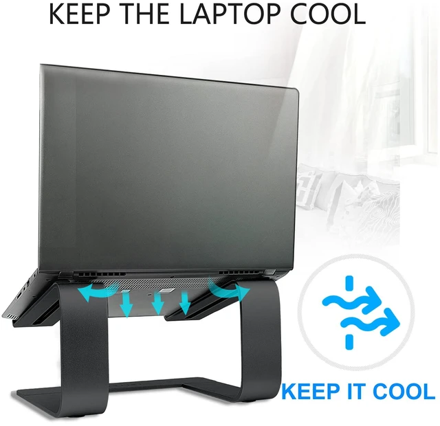 Alt view image 4 of 7 - Laptop Stand for Desk, Black, Up to 15.6" Laptop | Ergonomic Computer Stand Riser Holder for MacBook Air Pro, Dell, HP, Lenovo, Samsung, Alienware