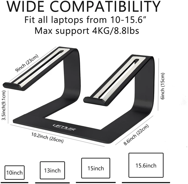 Alt view image 5 of 7 - Laptop Stand for Desk, Black, Up to 15.6" Laptop | Ergonomic Computer Stand Riser Holder for MacBook Air Pro, Dell, HP, Lenovo, Samsung, Alienware