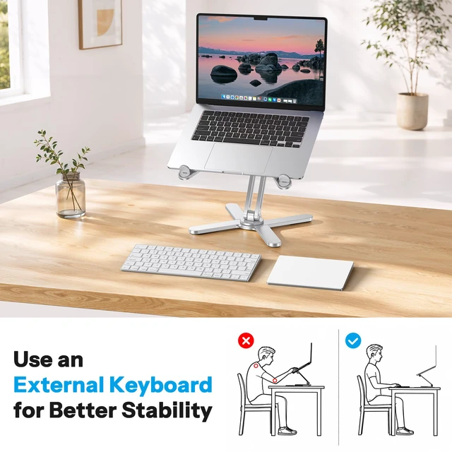 Alt view image 5 of 7 - LA10 360° Rotating Laptop Stand Riser Foldable for Desk, Silver | Aluminium Aolly, Tool-free Adjustable Height Angles, Collaborative Work, Easy Storage, Fits 11"-17" MacBook Pro/Air, Dell, HP