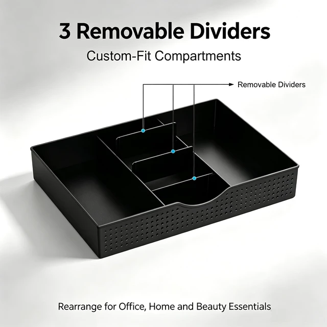 Alt view image 4 of 7 - Monitor Stand with Drawer and 2 Pen Holders | Monitor Riser Dual-Layer Storage Desk Organizers and Accessories (Black)