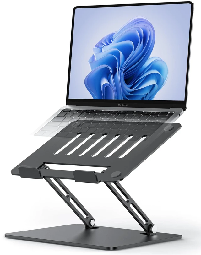 Main image of Adjustable Laptop Stand for Desk, Aluminum Computer Stand | Aluminum Ventilated Colling Laptop Riser Holder Mount Compatible with MacBook Pro Air, HP, Dell 10-15.6" All Laptops