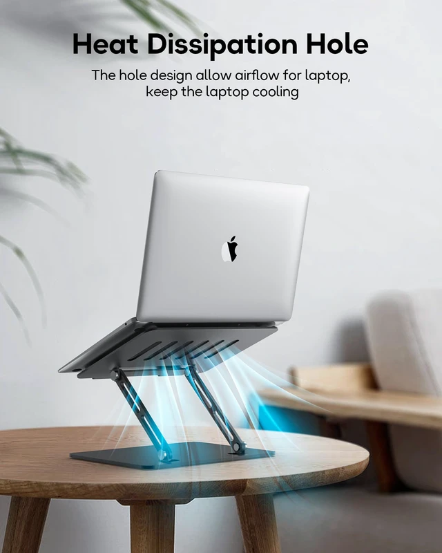 Alt view image 3 of 5 - Adjustable Laptop Stand for Desk, Aluminum Computer Stand | Aluminum Ventilated Colling Laptop Riser Holder Mount Compatible with MacBook Pro Air, HP, Dell 10-15.6" All Laptops