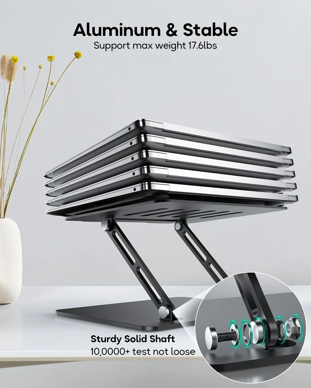 Alt view image 5 of 5 - Adjustable Laptop Stand for Desk, Aluminum Computer Stand | Aluminum Ventilated Colling Laptop Riser Holder Mount Compatible with MacBook Pro Air, HP, Dell 10-15.6" All Laptops