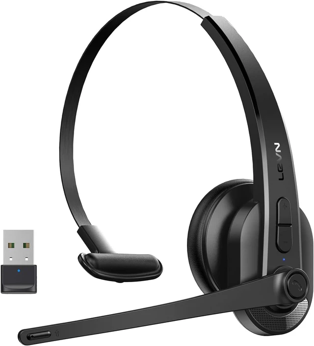 Main image of Wireless Headset with Mic for Work, Bluetooth Headset with AI Noise Cancelling Microphone, Wireless Headphones with Mic & Mute Button, USB Dongle for Work from Home/PC/Computer/Call Center/ Teams/Zoom