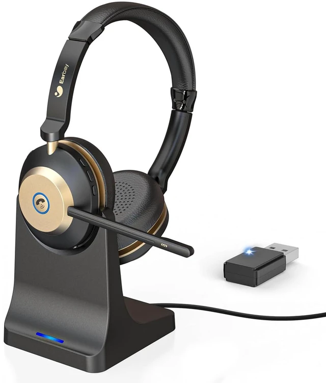 Main image of 5.3 Bluetooth Headset with USB Dongle & Noise Canceling Mic, Wireless Headset with Mic for Work, 50Hrs Playtime Wireless Headphones with Charge Dock & Mic Mute, for PC/Laptop/Phone/Teams/Zoom