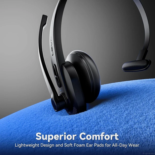 Alt view image 6 of 7 - Wireless Headset with Mic for Work, Bluetooth Headset with AI Noise Cancelling Microphone, Wireless Headphones with Mic & Mute Button, USB Dongle for Work from Home/PC/Computer/Call Center/ Teams/Zoom